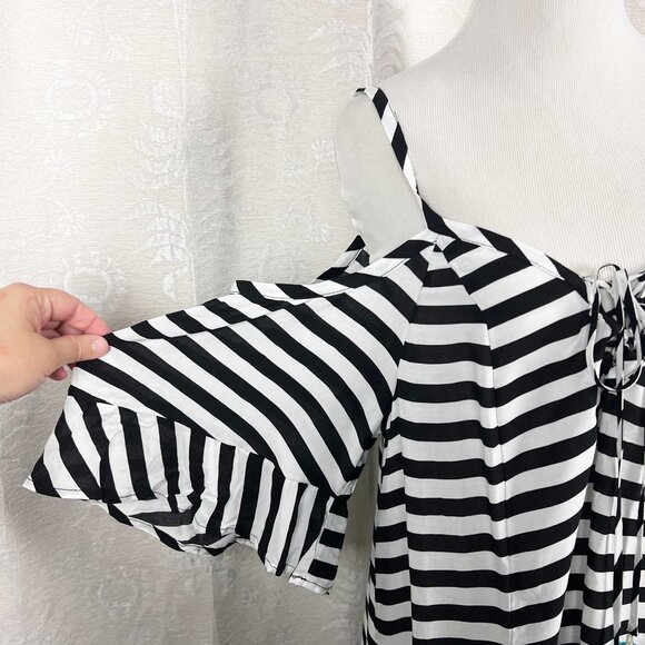 Torrid Mini Cold Shoulder Coverup Dress stripe - Picture 5 of 11